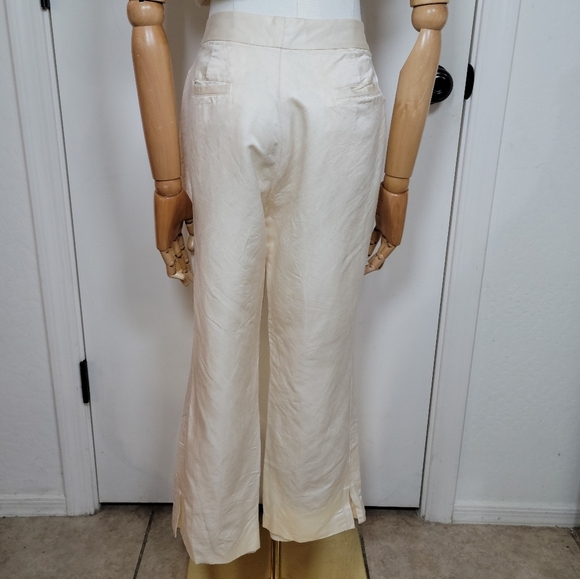 Banana Republic Y2K 2003 100% Silk Cream Crop Pants Size 6 - Picture 7 of 12